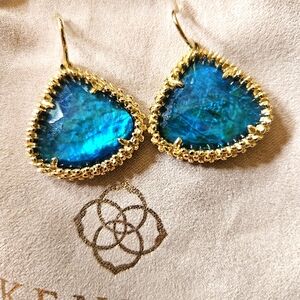 Kendra Scott Framed Kendall Gold Large Drop Earrings in Teal Abalone!
